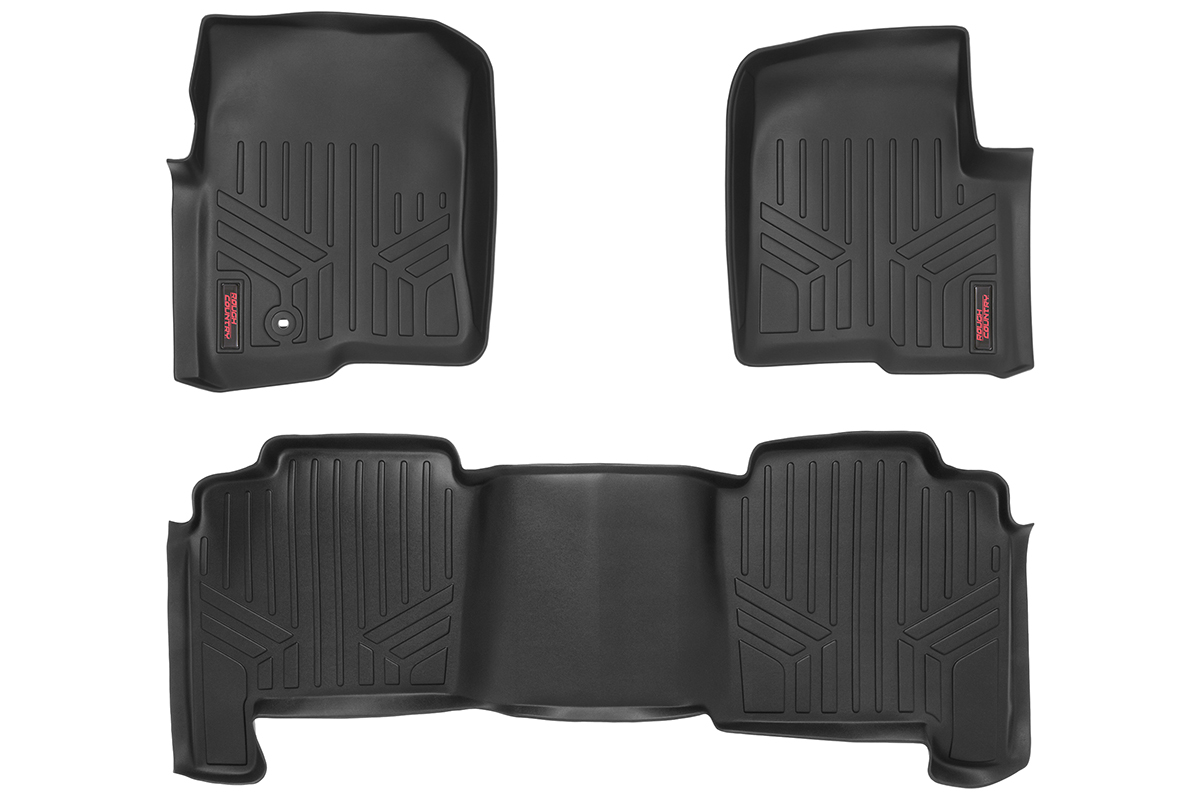 Ford F-150 Floor Mats - Front + Rear - Rough Country - Heavy Duty Floor Armor - '04-'08